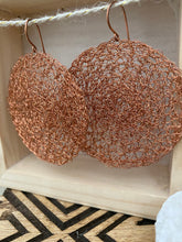 Load image into Gallery viewer, Wire Crochet Copper Tanya Earrings - Extra Large Copper Disc Earrings