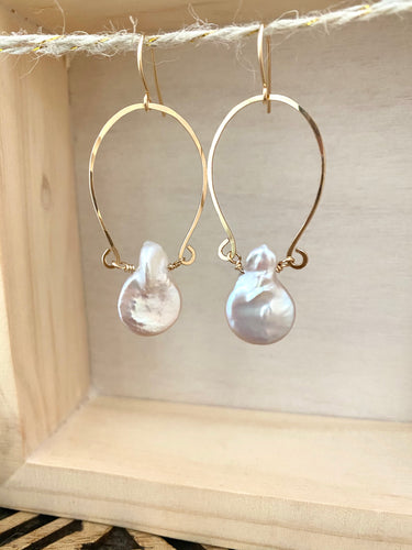 Alia Earrings with Freshwater Pearls - 14k Gold Filled or Sterling Silver
