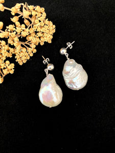 Baroque Pearl Earrings on Sterling Silver Studs