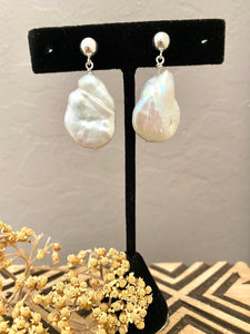 Baroque Pearl Earrings on Sterling Silver Studs