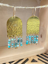Load image into Gallery viewer, Limited Edition Fringe Earrings with Blue Stones - 14k Gold filled Ear Wires