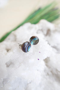 Hypoallergenic abalone earrings on surgical steel posts 