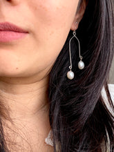 Load image into Gallery viewer, Double Drops Freshwater Pearl Earrings - Sterling Silver