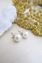 Load image into Gallery viewer, White Freshwater Pearl Earrings on Sterling Silver Posts 7.5-8mm
