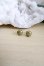 Load image into Gallery viewer, Unakite gemstone studs on hypoallergenic surgical steel posts 