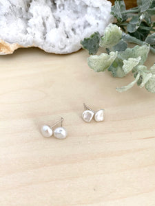 Keshi Pearl Studs on Sterling Silver Posts - Raw Irregular Shape Pearl Studs