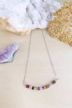 Load image into Gallery viewer, Mixed gemstone confetti bar necklace silver finish 