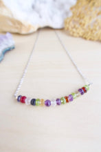 Load image into Gallery viewer, Confetti Bar Necklace - Multi Color Gemstone bar - 2 inches