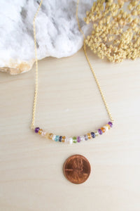 Colorful multi gemstone bar layering necklace 
