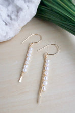 Load image into Gallery viewer, Vertical Freshwater Pearl Bar Earrings - Gold fill