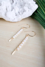 Load image into Gallery viewer, Vertical Freshwater Pearl Bar Earrings - Gold fill