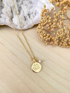 Lotus Stamped Charm Necklace