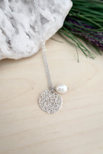 Load image into Gallery viewer, Silver Wire Crochet Sona Necklace with Freshwater Pearl Drop
