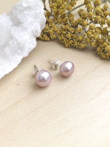 Pink Freshwater Pearl Earrings on Sterling Silver Posts