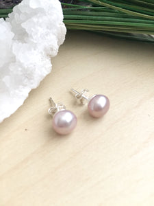 Pink Freshwater Pearl Earrings on Sterling Silver Posts
