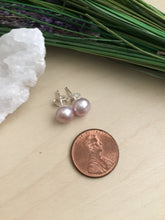 Load image into Gallery viewer, Pink Freshwater Pearl Earrings on Sterling Silver Posts