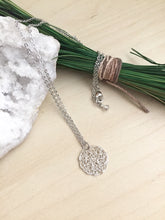 Load image into Gallery viewer, Wire Crochet Tina Necklace - Delicate Lacy Pendant Necklace - Sterling Silver or Gold Fill