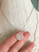 Load image into Gallery viewer, Wire Crochet Tina Necklace - Delicate Lacy Pendant Necklace - Sterling Silver or Gold Fill