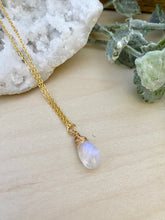 Load image into Gallery viewer, Rainbow Moonstone Drop Necklace