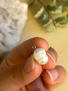 Carved Pearl Skull Pendants - Sterling Silver Chain