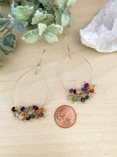 Load image into Gallery viewer, Confetti Drop Hoops - Colorful Mixed Gemstone Hoops - 14k Gold filled