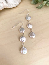 Load image into Gallery viewer, White Coin Pearl Trio Earrings - Sterling Silver