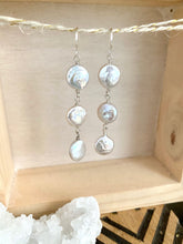 Load image into Gallery viewer, White Coin Pearl Trio Earrings - Sterling Silver