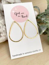 Load image into Gallery viewer, Brass Teardrop Hoops on Stainless Steel posts