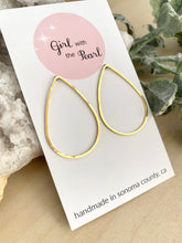 Load image into Gallery viewer, Brass Teardrop Hoops on Stainless Steel posts