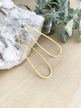 Load image into Gallery viewer, Brass Long Teardrop Hoops on Stainless Steel posts