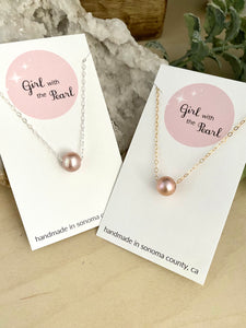 Floating Pearl Necklace - Mauve Freshwater Pearl