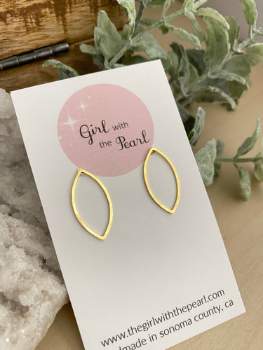 Small Marquise Stud Hoops - Stainless Steel Posts