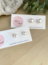 Load image into Gallery viewer, Mommy and Me Freshwater Pearl Studs on Sterling Silver Posts - White
