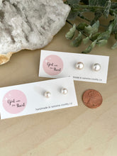 Load image into Gallery viewer, Mommy and Me Freshwater Pearl Studs on Sterling Silver Posts - White