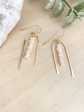 Load image into Gallery viewer, U Shape Earrings with Freshwater Pearls - 14k Gold Filled or Sterling Silver