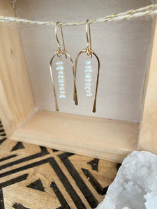 U Shape Earrings with Freshwater Pearls - 14k Gold Filled or Sterling Silver