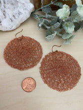 Load image into Gallery viewer, Wire Crochet Copper Tanya Earrings - Extra Large Copper Disc Earrings