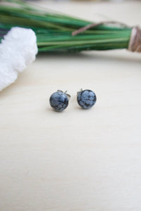 Snowflake Obsidian Earrings on Surgical Steel posts