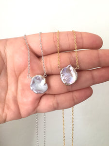 Single Lavender Grey Keshi Pearl Necklace