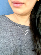 Load image into Gallery viewer, Open Hearts Necklace - Hammered textured Heart Necklaces - Sterling silver or Gold Filled