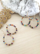 Load image into Gallery viewer, Confetti Gold Fill Hoops - Colorful Mixed Gemstone Hoops