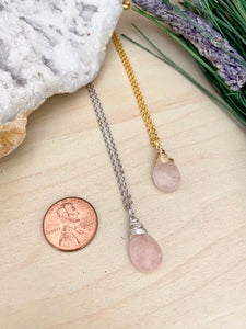 Rose Quartz Gemstone Drop Necklace