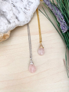 Rose Quartz Gemstone Drop Necklace
