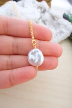 Load image into Gallery viewer, White Single Coin Pearl Necklace