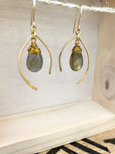 Load image into Gallery viewer, Wishbone Earrings with Labradorite