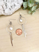 Load image into Gallery viewer, Sterling Silver Hoop Statement Earrings with Freshwater Pearl