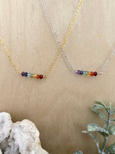 Load image into Gallery viewer, Rainbow Gemstone Bar Necklace - Pride Necklace