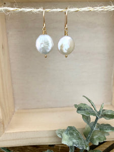 White Coin Pearl Earrings