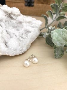 White Freshwater Pearl Studs on Sterling Silver Posts 6 mm