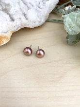 Load image into Gallery viewer, Metallic Mauve Pink Freshwater Pearl Earrings on Sterling Silver Posts